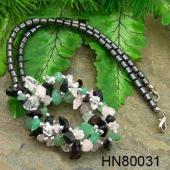 Assorted Colored Semi precious Stone Beads Hematite Chip Beads Stone Chain Choker Fashion Women Necklace